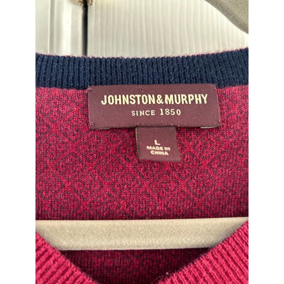 Johnston & Murphy Silk & Alpaca Blend Red V-Neck Sweater - Picture 3 of 5